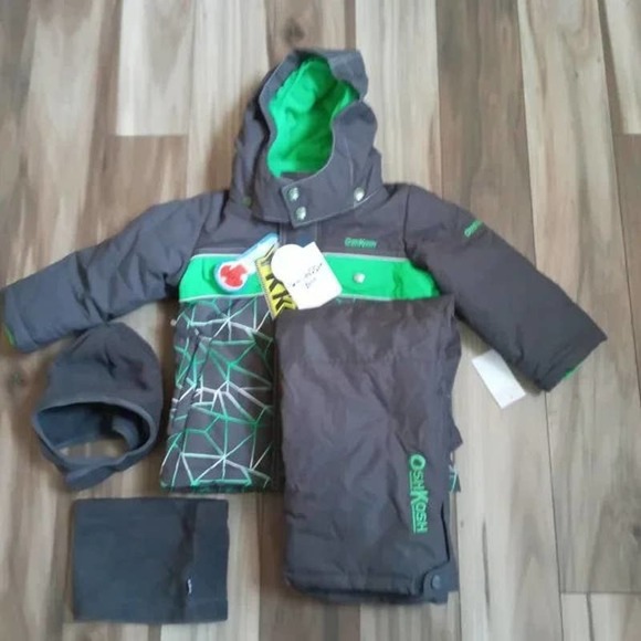 Oshkosh B'gosh Baby Boys 4PC Snowsuit Set Jacket Overall Green Gray Geo … - Picture 1 of 5